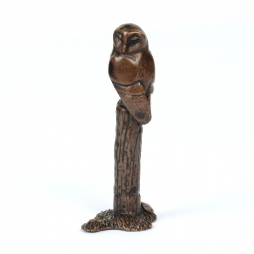 Miniature Bronze Barn Owl Sculpture
